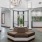a living room with a couch and a chandelier