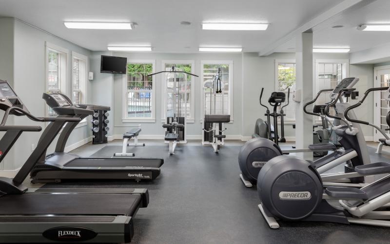 a gym with exercise equipment